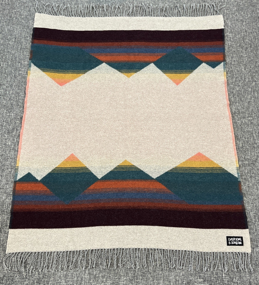 Sackcloth Ashes Mountain Throw Blanket Southwestern Fringe Italy 36.5" x 44.5"